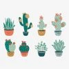 8 Grands Stickers Cactus Vert / Multicolore - Vertbaudet