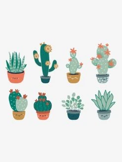 8 Grands Stickers Cactus Vert / Multicolore - Vertbaudet