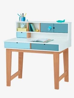 Bureau Enfant LIGNE OSLO Blanc/bleu/bois - Vertbaudet