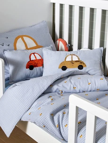 Coussin En Seersucker à Sequins Réversibles EN VOITURE SIMON Bleu - Vertbaudet 6 Coussin En Seersucker à Sequins Réversibles EN VOITURE SIMON Bleu - Vertbaudet – Image 4