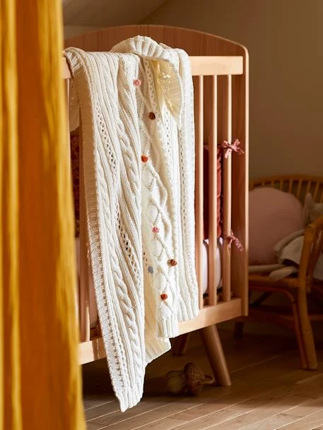 Couverture Tricot HAPPY BOHÈME écru - Vertbaudet 4 Couverture Tricot HAPPY BOHÈME écru - Vertbaudet – Image 2