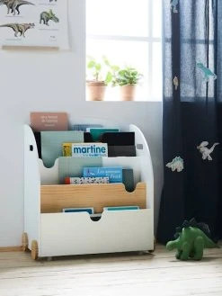 Etagère Pour Livres à Roulettes LIGNE SCHOOL Rose - Vertbaudet -Vertbaudet Shop etagere pour livres a roulettes ligne school 3