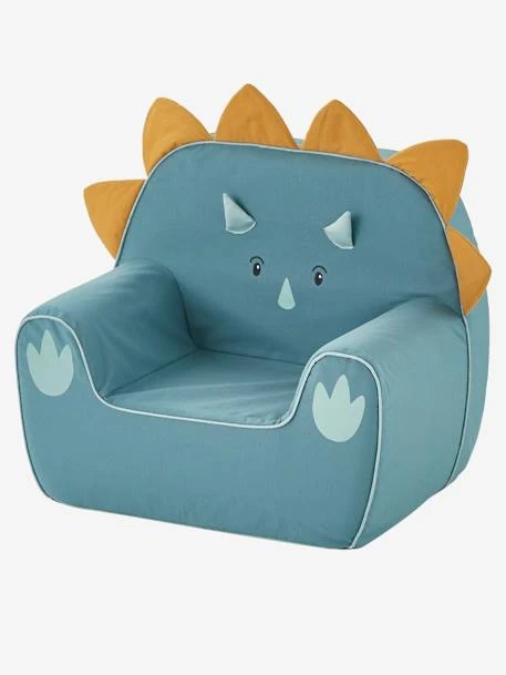 Fauteuil En Mousse Dino Triceratops Bleu - Vertbaudet 4 Fauteuil En Mousse Dino Triceratops Bleu - Vertbaudet – Image 2