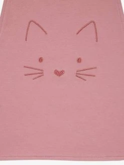 Grand Bavoir Brodé Animaux Rose Poudré/chat - Vertbaudet -Vertbaudet Shop grand bavoir brode animaux 2