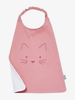 Grand Bavoir Brodé Animaux Rose Poudré/chat - Vertbaudet