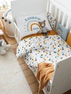 Housse De Couette Bébé MINI ZOO Blanc / Multicolore - Vertbaudet -Vertbaudet Shop housse de couette bebe mini zoo 3