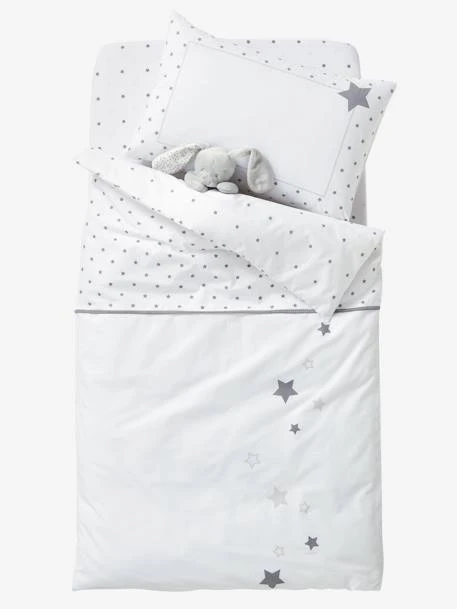 Housse De Couette Bébé PLUIE D'ETOILES Blanc/gris - Vertbaudet 3 Housse De Couette Bébé PLUIE D'ETOILES Blanc/gris - Vertbaudet