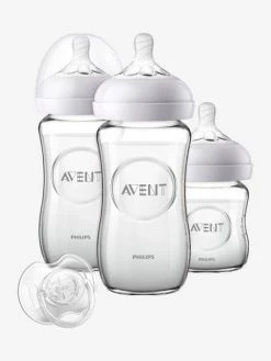 Kit Nouveau-né : 3 Biberons En Verre + Sucette Philips AVENT Natural Transparent - Philips Avent 8 Kit Nouveau-né : 3 Biberons En Verre + Sucette Philips AVENT Natural Transparent - Philips Avent -Vertbaudet Shop kit nouveau ne 3 biberons en verre sucette philips avent natural 2