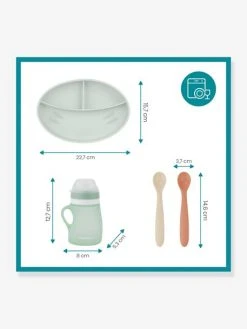 Kit Repas Silicone BABYMOOV Grow’Isy Vert/terracotta - Babymoov -Vertbaudet Shop kit repas silicone babymoov growisy 5