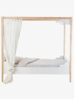 Lit à Baldaquin Enfant LIGNE ROMANCE Blanc / Bois - Vertbaudet -Vertbaudet Shop lit a baldaquin enfant ligne romance 4