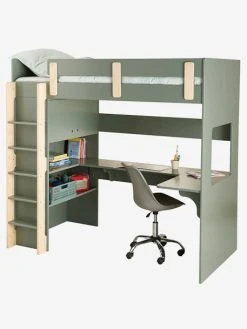 Lit Mezzanine Avec Bureau Et Rangement LIGNE EVEREST Kaki - Vertbaudet -Vertbaudet Shop lit mezzanine avec bureau et rangement ligne everest 5