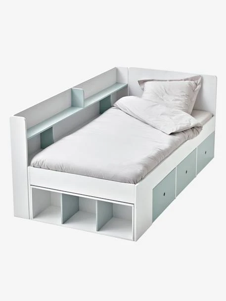 Lit Plateforme Enfant Avec Rangements BASEO Blanc/rose - Vertbaudet 4 Lit Plateforme Enfant Avec Rangements BASEO Blanc/rose - Vertbaudet – Image 2