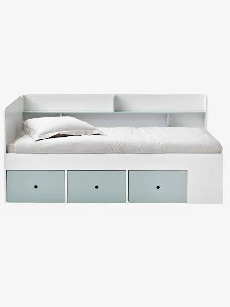 Lit Plateforme Enfant Avec Rangements BASEO Blanc/rose - Vertbaudet 6 Lit Plateforme Enfant Avec Rangements BASEO Blanc/rose - Vertbaudet – Image 4