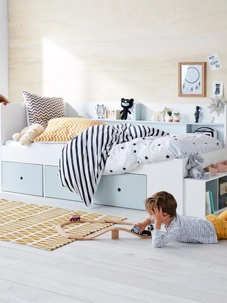 Lit Plateforme Enfant Avec Rangements BASEO Blanc/rose - Vertbaudet 7 Lit Plateforme Enfant Avec Rangements BASEO Blanc/rose - Vertbaudet – Image 5