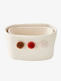 Lot De 2 Paniers En Corde à Pompons Beige - Vertbaudet -Vertbaudet Shop lot de 2 paniers en corde a pompons 2