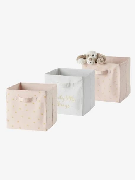 Lot De 3 Bacs De Rangement Lovely Rose Poudré Imprimé - Vertbaudet 3 Lot De 3 Bacs De Rangement Lovely Rose Poudré Imprimé - Vertbaudet