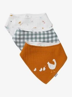 Lot De 3 Bavoirs Bandanas En Gaze De Coton Lot Vert Panda - Vertbaudet -Vertbaudet Shop lot de 3 bavoirs bandanas en gaze de coton 4