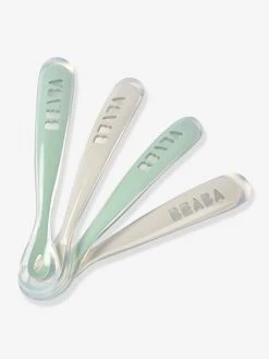 Lot De 4 Cuillères 1er âge BEABA Soft Sans BPA Bleu/gris/ocre - Beaba -Vertbaudet Shop lot de 4 cuilleres 1er age beaba soft sans bpa 4