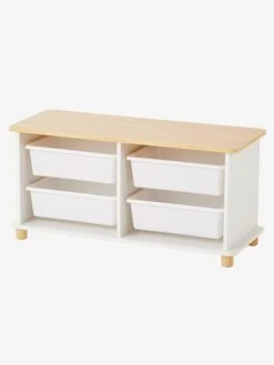 Meuble De Rangement + 4 Bacs LIGNE PTILOU Blanc/bois - Vertbaudet -Vertbaudet Shop meuble de rangement 4 bacs ligne ptilou 2