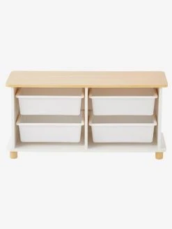 Meuble De Rangement + 4 Bacs LIGNE PTILOU Blanc/bois - Vertbaudet -Vertbaudet Shop meuble de rangement 4 bacs ligne ptilou 3