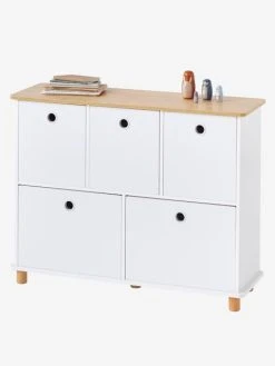 Meuble De Rangement 5 Bacs LIGNE PTILOU Blanc/bois - Vertbaudet
