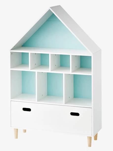 Meuble De Rangement 9 Cases Maison Blanc/bleu - Vertbaudet 3 Meuble De Rangement 9 Cases Maison Blanc/bleu - Vertbaudet