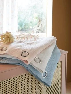 Rideau Tamisant En Gaze De Coton Bleu Grisé - Vertbaudet -Vertbaudet Shop rideau tamisant en gaze de coton 3