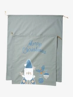 Sac à Jouets Père Noël Scandinave Vert / Bleu - Vertbaudet -Vertbaudet Shop sac a jouets pere noel scandinave 1