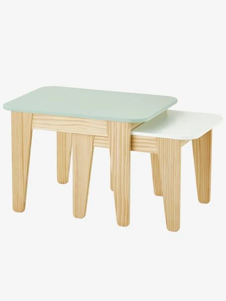 Tables Gigognes Gris Vert/bois + Blanc/bois - Vertbaudet 3 Tables Gigognes Gris Vert/bois + Blanc/bois - Vertbaudet