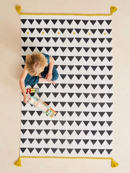 Tapis à Pompons Et Triangles Atlas Noir Et Blanc - Vertbaudet 4 Tapis à Pompons Et Triangles Atlas Noir Et Blanc - Vertbaudet – Image 2