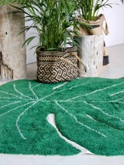 Tapis Coton Lavable Feuille Monstera LORENA CANALS Vert - Lorena Canals -Vertbaudet Shop tapis coton lavable feuille monstera lorena canals 2