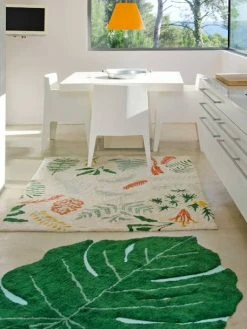 Tapis Coton Lavable Feuille Monstera LORENA CANALS Vert - Lorena Canals -Vertbaudet Shop tapis coton lavable feuille monstera lorena canals 3