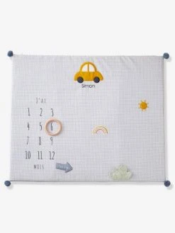 Tapis Photo Bébé Personnalisable En Gaze De Coton EN VOITURE SIMON ! Bleu - Vertbaudet -Vertbaudet Shop tapis photo bebe personnalisable en gaze de coton en voiture simon 1 4