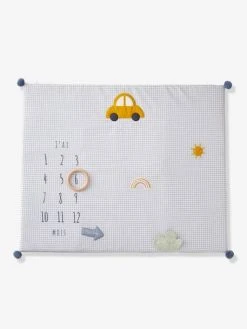 Tapis Photo Bébé Personnalisable En Gaze De Coton EN VOITURE SIMON ! Bleu - Vertbaudet -Vertbaudet Shop tapis photo bebe personnalisable en gaze de coton en voiture simon 1 5